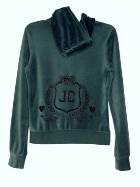 Juicy Couture League Crown Shield Crest Green Velour Tracksuit S/M Y2K McBling